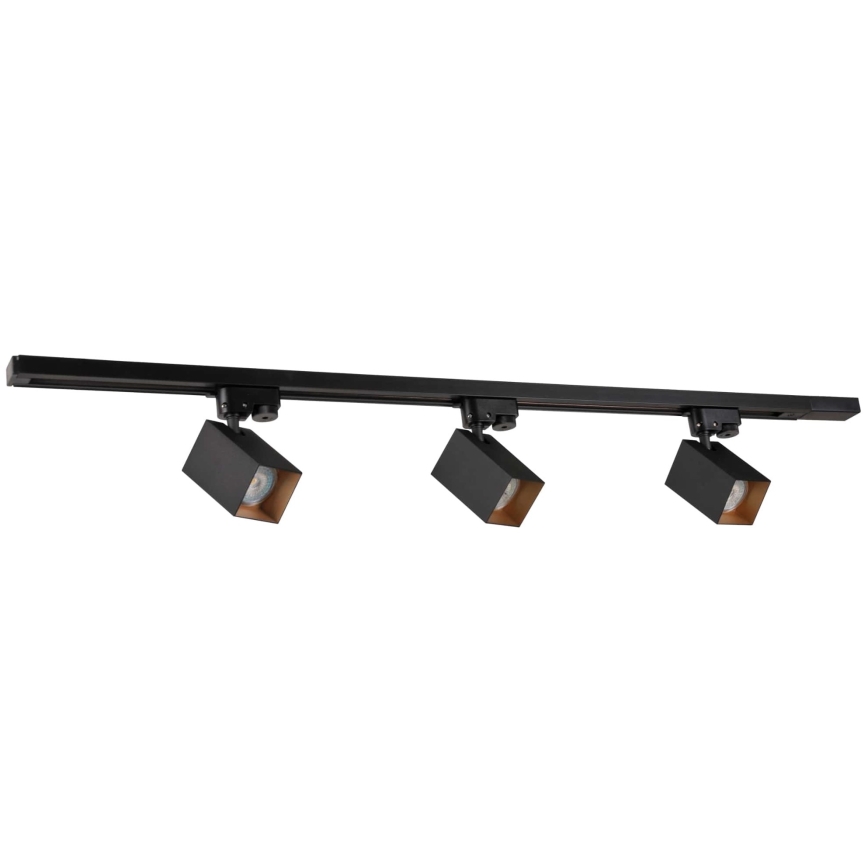Reflektor za tračni sistem SQUARE 3xGU10/10W/230V + 1 m tračni sistem črna