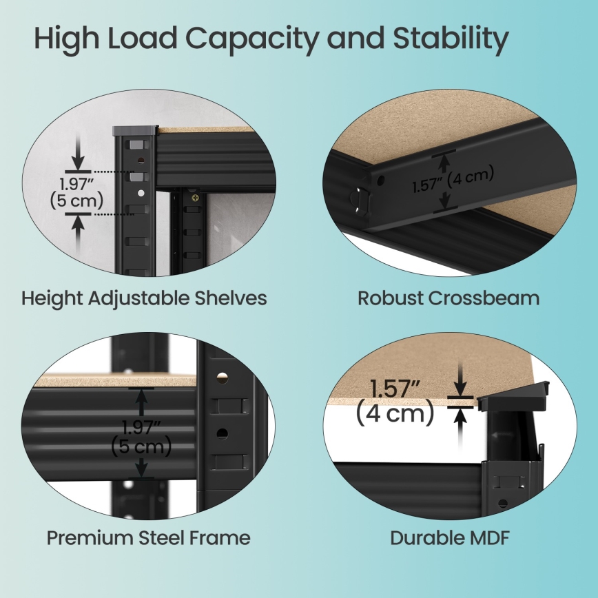 Regal ORDIFY črne barve