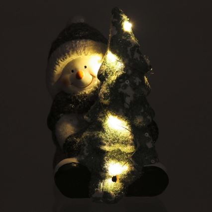 LED Božična dekoracija LED/2xLR44/topla bela snežak s drevo