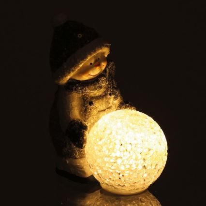 LED Božična dekoracija LED/2xLR44/topla bela snežak s snowball