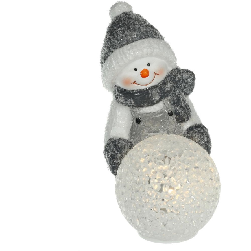 LED Božična dekoracija LED/2xLR44/topla bela snežak s snowball