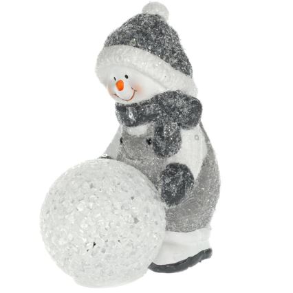 LED Božična dekoracija LED/2xLR44/topla bela snežak s snowball