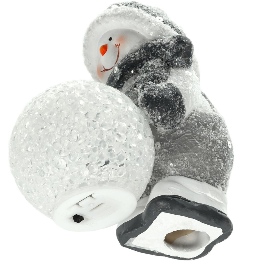 LED Božična dekoracija LED/2xLR44/topla bela snežak s snowball