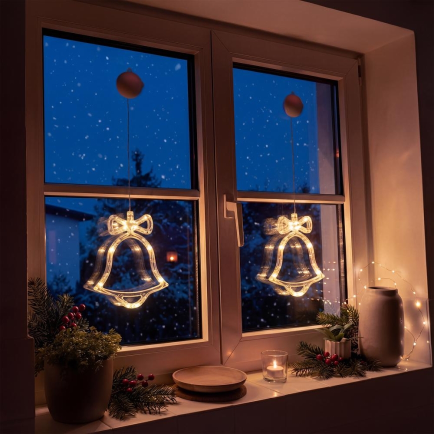 LED Božična dekoracija LED/3xAAA/topla bela zvonček