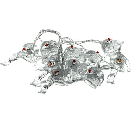 LED Božična veriga 10xLED/2xAA/topla bela 1,65m snowmen