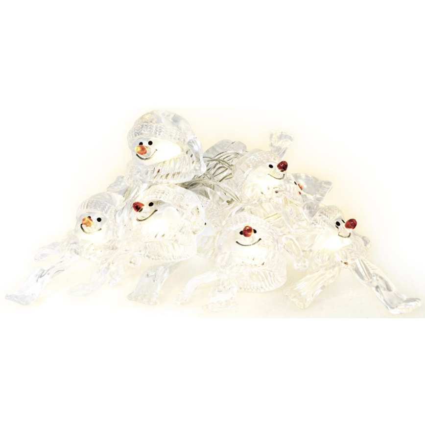 LED Božična veriga 10xLED/2xAA/topla bela 1,65m snowmen