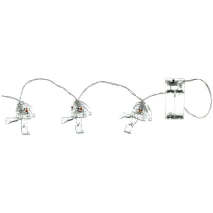 LED Božična veriga 10xLED/2xAA/topla bela 1,65m snowmen