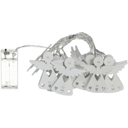 LED Božična veriga 10xLED/2xAA/topla bela 2m angelčki