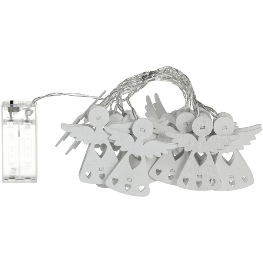 LED Božična veriga 10xLED/2xAA/topla bela 2m angelčki