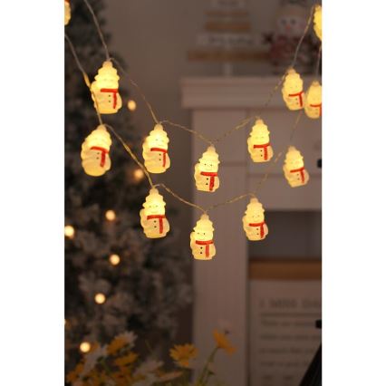 LED Božična veriga 20xLED/3xAA/topla bela 3,3m snežak
