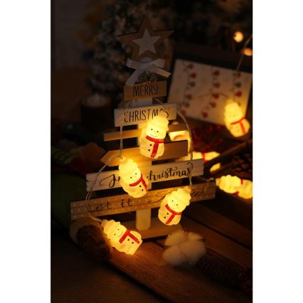 LED Božična veriga 20xLED/3xAA/topla bela 3,3m snežak