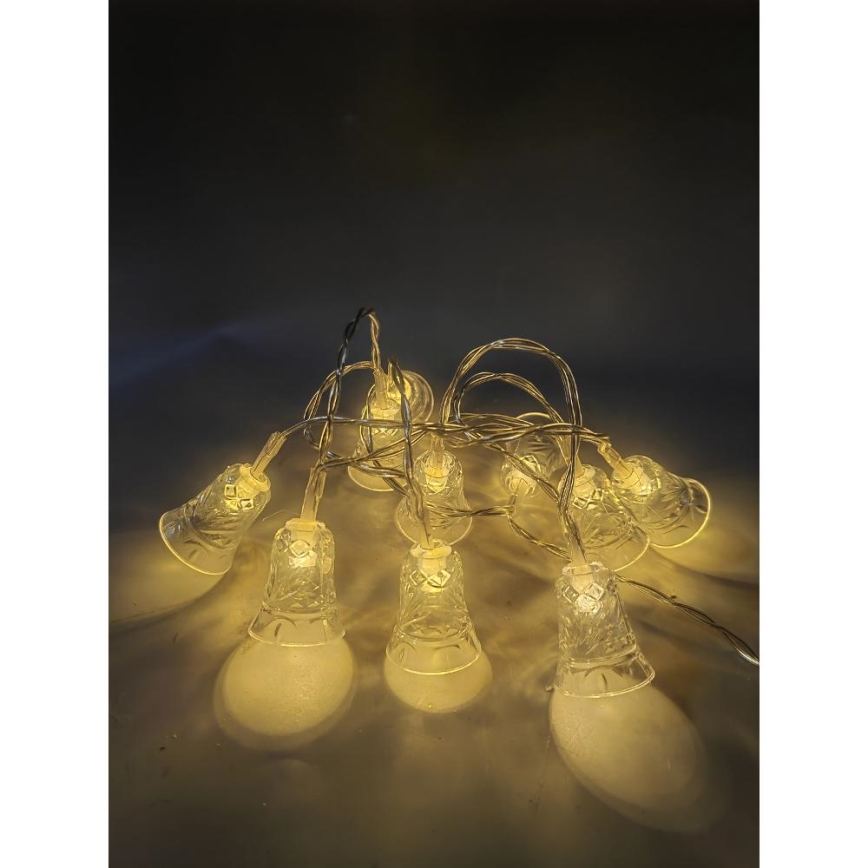 LED božični niz 20xLED/3xAA/topla bela 2,2m zvončki