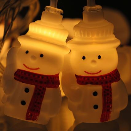 LED božični niz 20xLED/3xAA/topla bela 3,3m snežaki