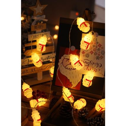 LED božični niz 20xLED/3xAA/topla bela 3,3m snežaki