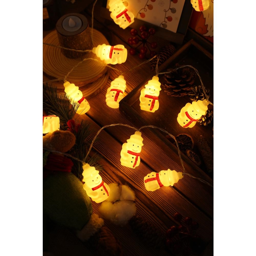 LED božični niz 20xLED/3xAA/topla bela 3,3m snežaki