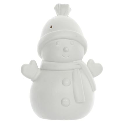 LED Božični porcelanasti okrasek LED/3xLR44 snežak