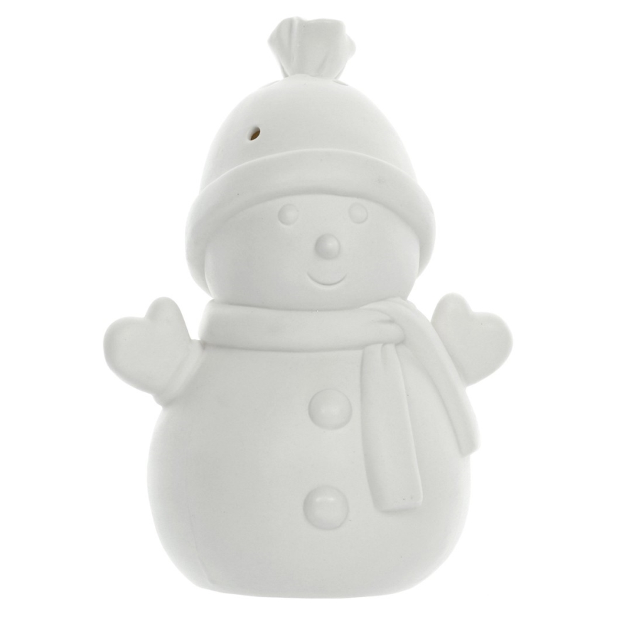 LED Božični porcelanasti okrasek LED/3xLR44 snežak