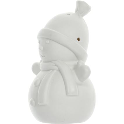 LED Božični porcelanasti okrasek LED/3xLR44 snežak