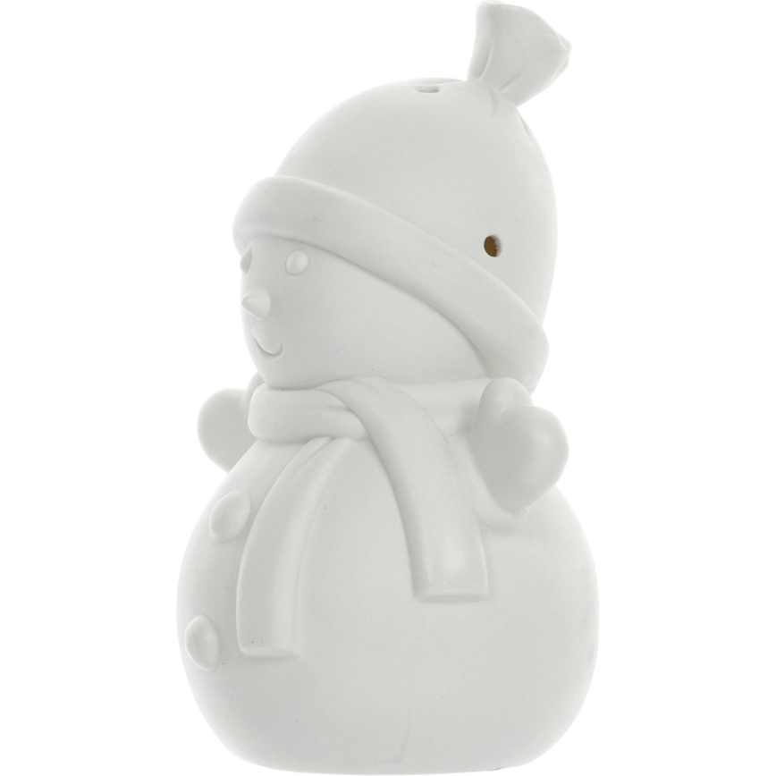 LED Božični porcelanasti okrasek LED/3xLR44 snežak