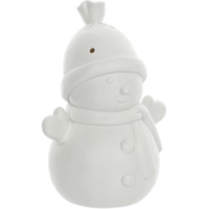 LED Božični porcelanasti okrasek LED/3xLR44 snežak