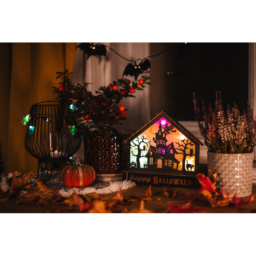 LED Dekoracija HALLOWEEN LED/2xAA/multicolor strašena hiša
