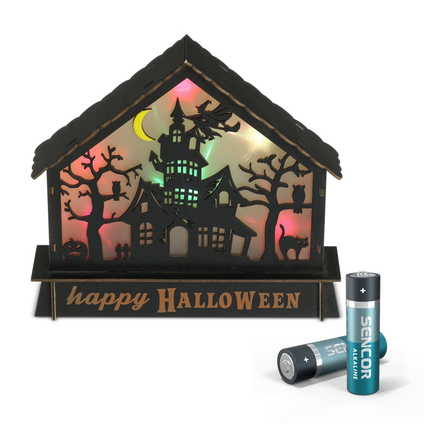 LED Dekoracija HALLOWEEN LED/2xAA/multicolor strašena hiša