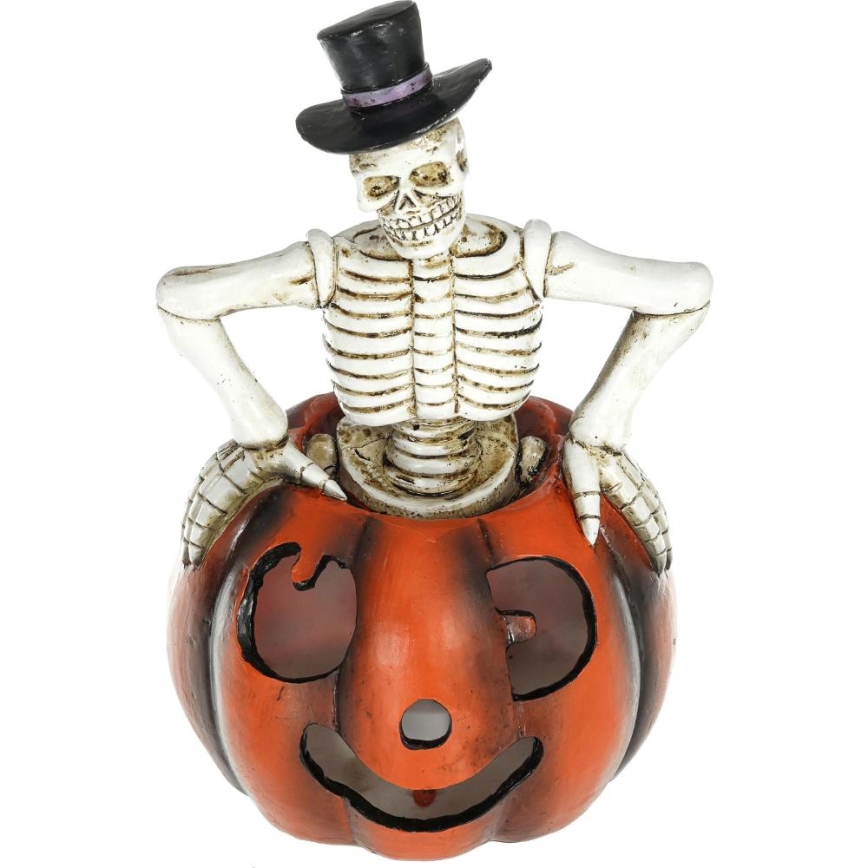 LED dekoracija HALLOWEEN LED/2xLR44/toplo bela okostnjak v bučni smoli