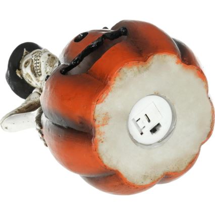 LED dekoracija HALLOWEEN LED/2xLR44/toplo bela okostnjak v bučni smoli