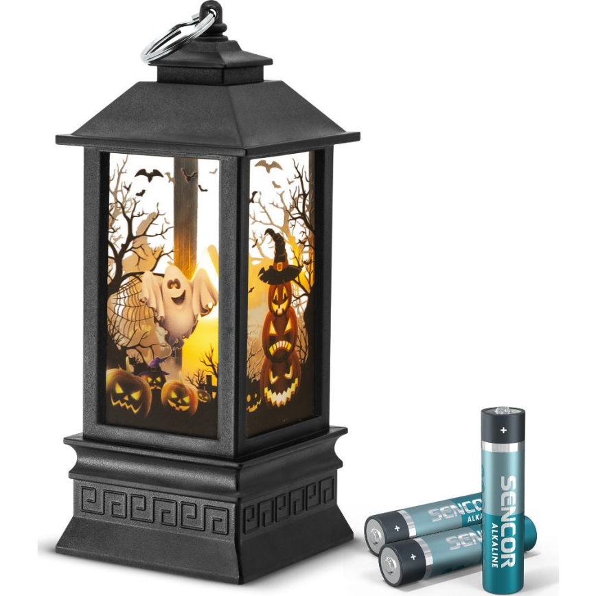 LED Dekoracija HALLOWEEN LED/3xAAA/topla bela laterna z bučami