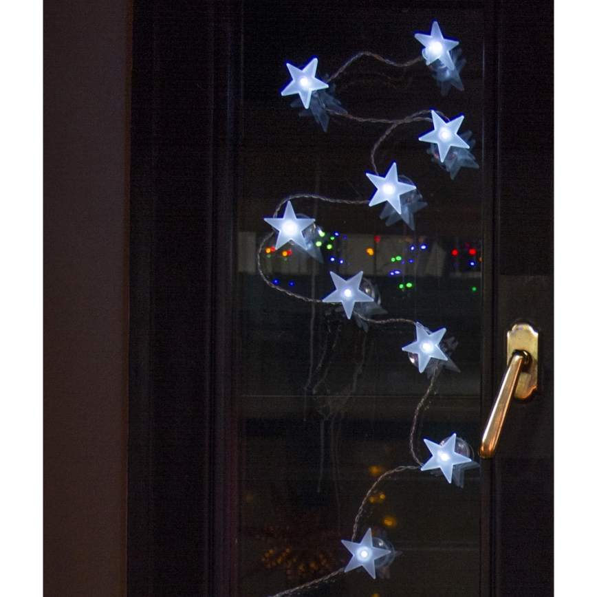 LED dekorativni niz s priseski 10xLED/2xAA 1,8m hladno bela