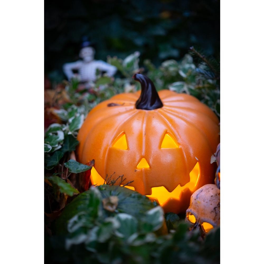 LED Keramična buča HALLOWEEN LED/3xLR44/toplo bela