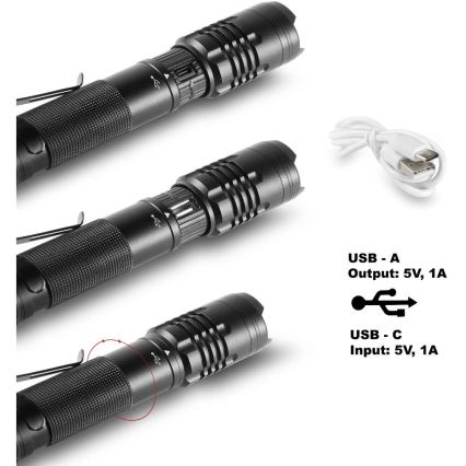 LED Napolnitvena aluminijasta svetilka s funkcijo power banka LED/2000 mAh 1000 lm IP22