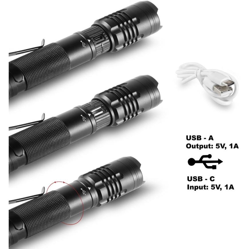 LED Napolnitvena aluminijasta svetilka s funkcijo power banka LED/2000 mAh 1000 lm IP22