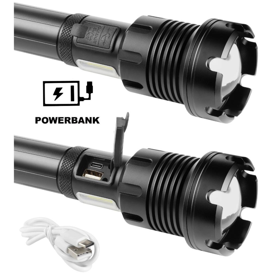 LED Napolnitvena aluminijasta svetilka s funkcijo power banka LED/4400 mAh 2200 lm IP44