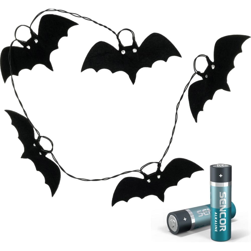 LED Okrasna veriga HALLOWEEN 10xLED/2xAA/topla bela 1,3m bats