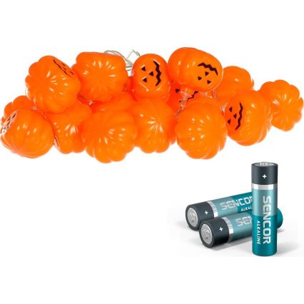 LED Okrasna veriga HALLOWEEN 20xLED/3xAA/topla bela 3,3m buče