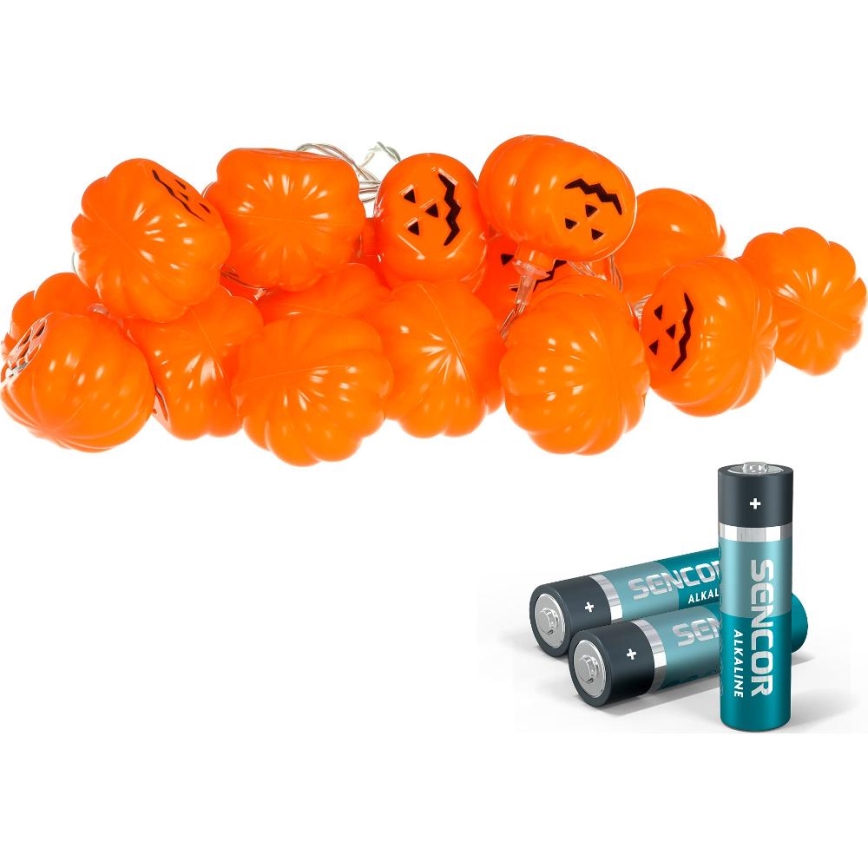 LED Okrasna veriga HALLOWEEN 20xLED/3xAA/topla bela 3,3m buče