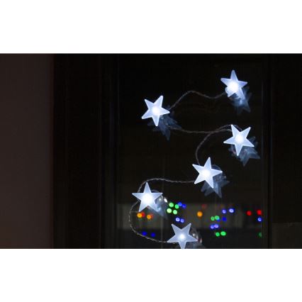 LED Okrasna veriga s priseski 10xLED/2xAA 1,8m hladna bela
