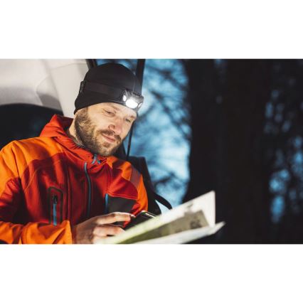 LED polnilna čelna svetilka LED/3W/1200 mAh IP44 črna