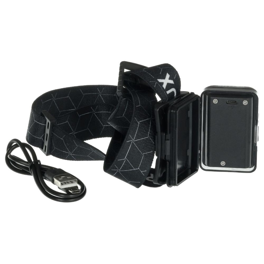 LED polnilna čelna svetilka LED/3W/1200 mAh IP67 črna