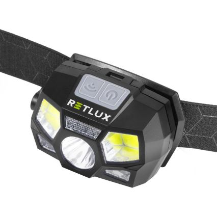 LED polnilna čelna svetilka s senzorjem LED/3W/900 mAh IP44 črna