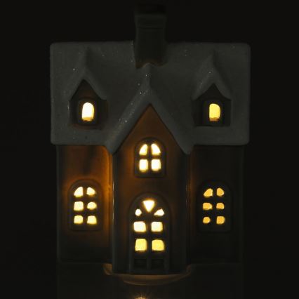 LED Porcelanasta dekoracija LED/2xLR44/toplo bela hišno siva