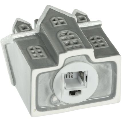 LED Porcelanasta dekoracija LED/2xLR44/toplo bela hišno siva