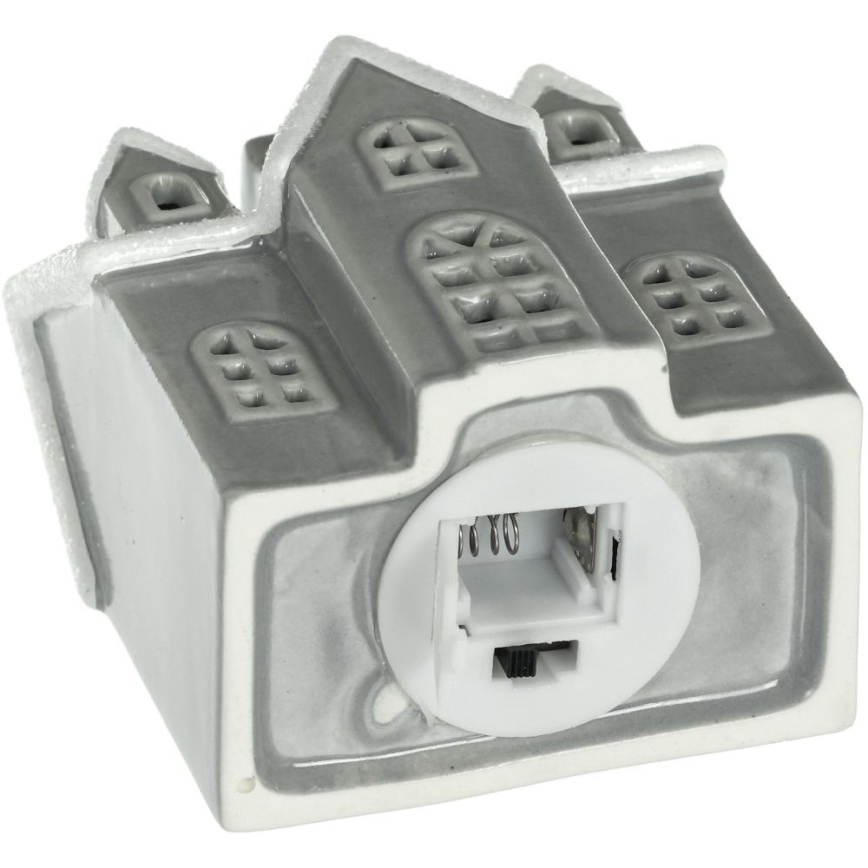 LED Porcelanasta dekoracija LED/2xLR44/toplo bela hišno siva