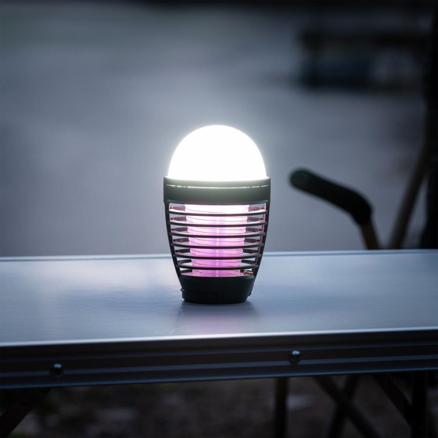 Retlux - LED prenosna polnilna svetilka z lapačem za žuželke LED/5W/1800 mAh IP44 črna