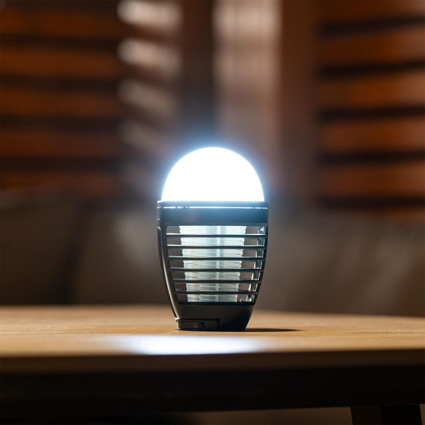Retlux - LED prenosna polnilna svetilka z lapačem za žuželke LED/5W/1800 mAh IP44 črna