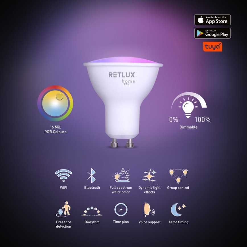 LED RGBW Zatemnitvena žarnica MR16 GU10/4,5W/230V 2700-6500K Wi-Fi Tuya