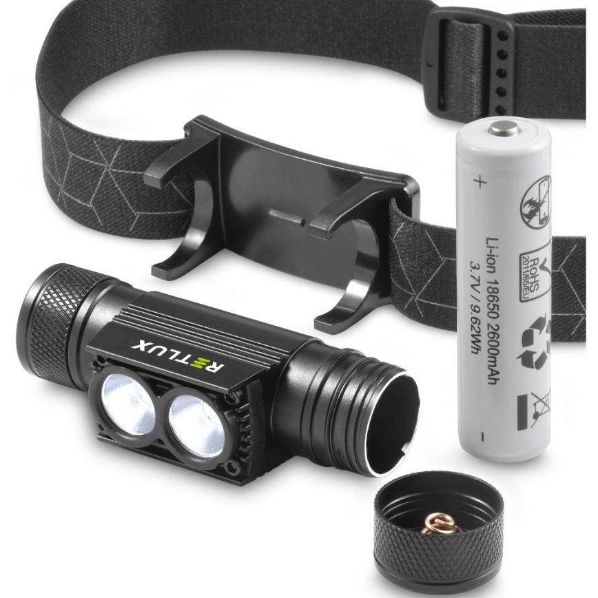 LED Zatemnitvena polnilna aluminijasta naglavna svetilka LED/2600 mAh IP65