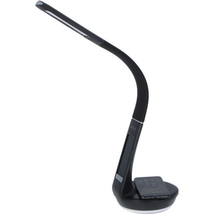 LED Zatemnitvena namizna svetilka z brezžičnim polnjenjem Qi 5W in zaslon LED/6W/230V/1xCR2032 3000/4000/6000K črna