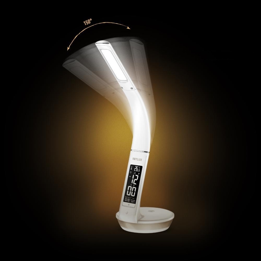 LED Zatemnitvena namizna svetilka z brezžičnim polnjenjem Qi 5W in zaslonom LED/6W/230V 3000/4000/6000K bela